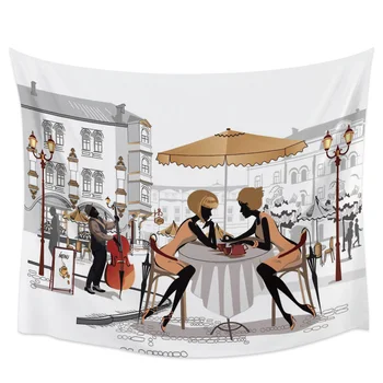 

Character Coffee Street Restaurant Tapestry Wall Hanging Bedroom Wall Tapestry Picnic Mat Yoga Mat Living Room Wall Decoration