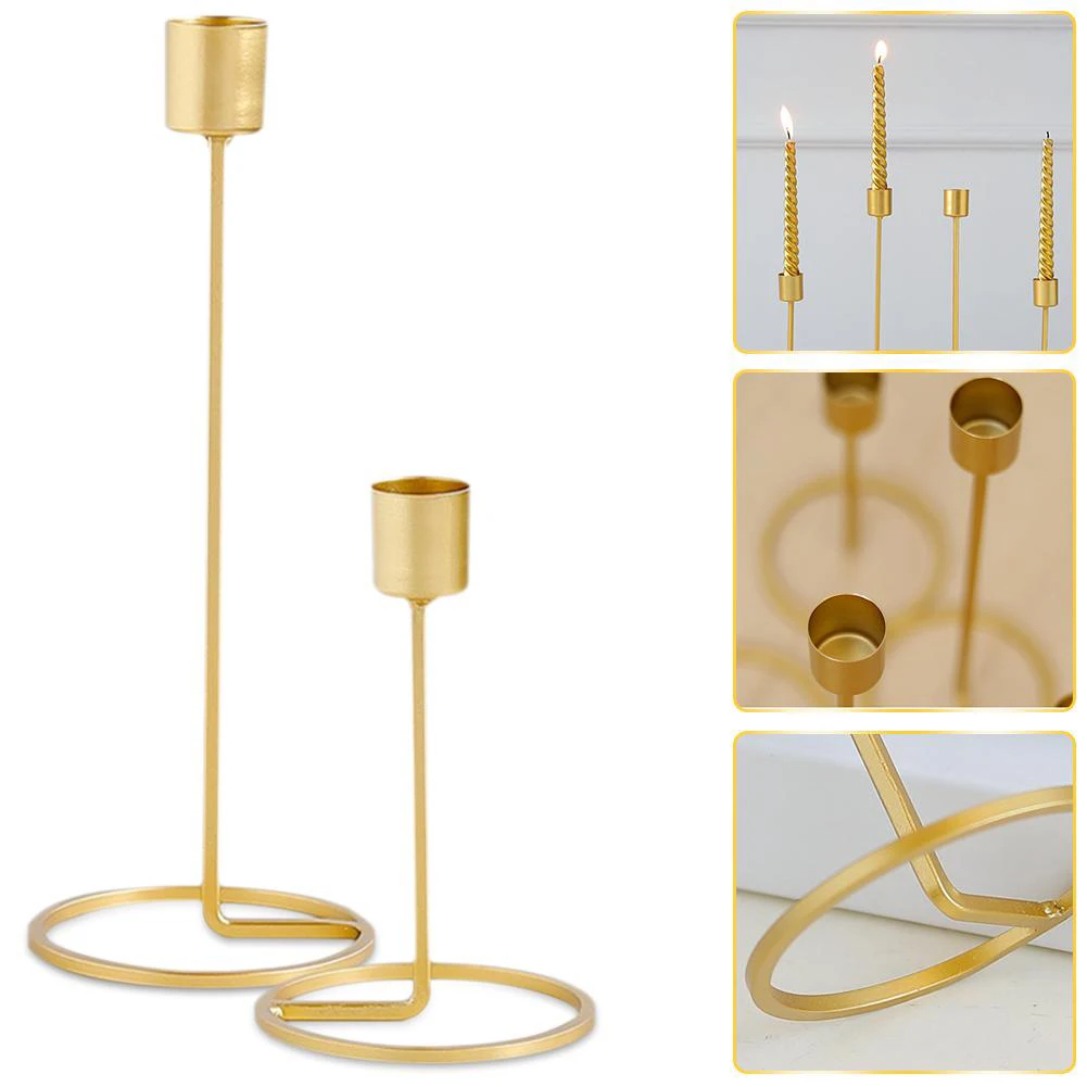 1xGold Single Head Iron Candlestick Candle Holder Dinner Wedding Decoration