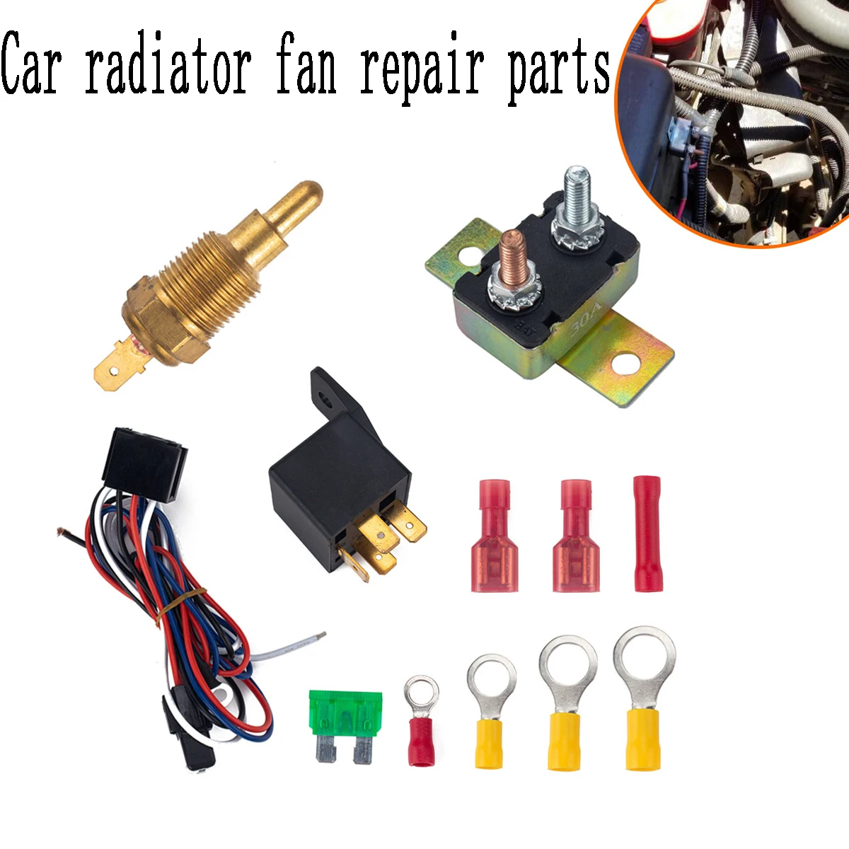 EXAUTOPONE 185/165 Degree Dual Electric Cooling Fan Thermostat Kit Temp Sensor Temperature Switch 40 amp Relay Install Kit 