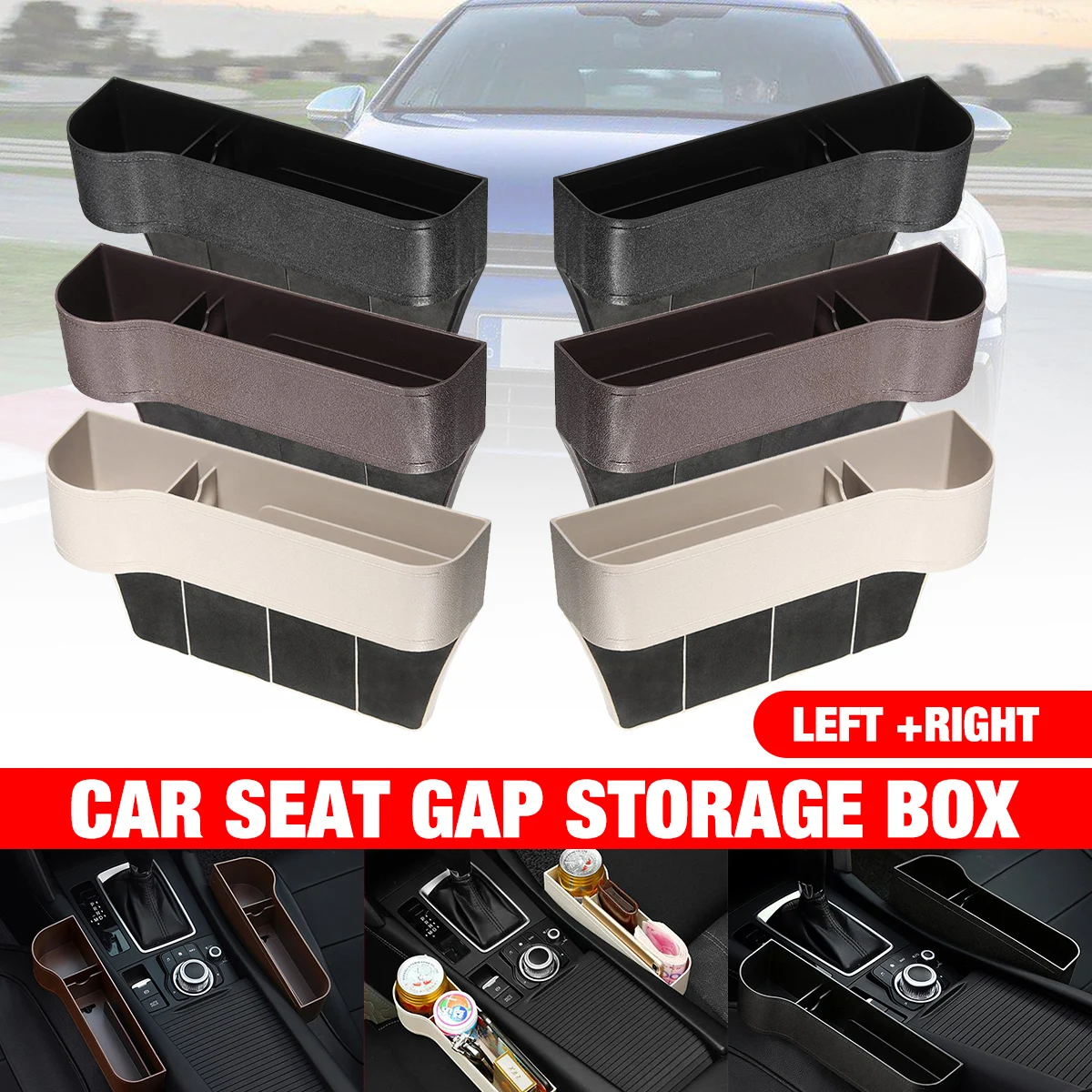 

Left / Right Car Seat Crevice Gaps Storage Box ABS Plastic Auto Drink for Pockets Organizers Stowing Tidying Universal