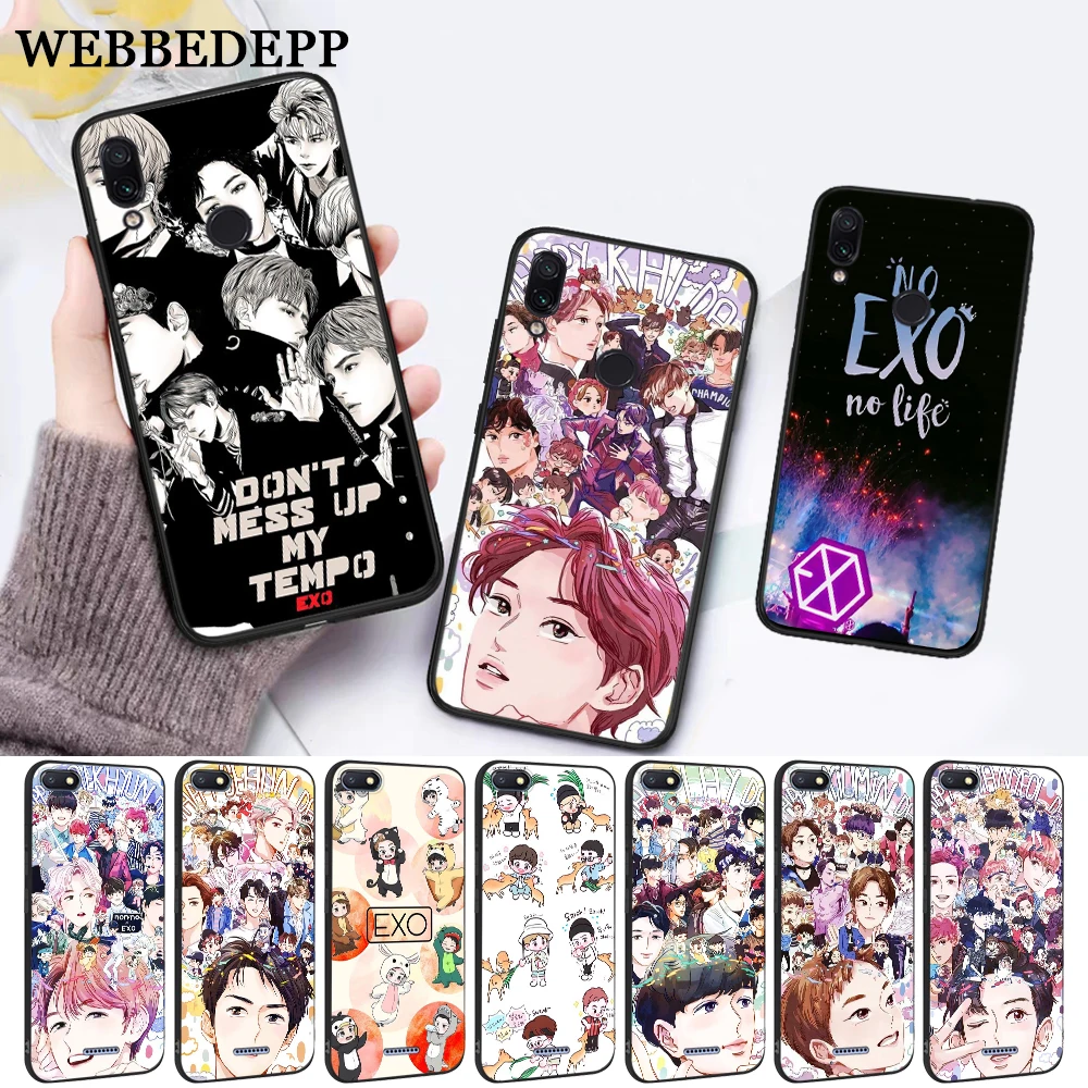 

WEBBEDEPP EXO band k-pop Silicone Case for Xiaomi Redmi Note 4X 5 6 7 Pro 5A Prime