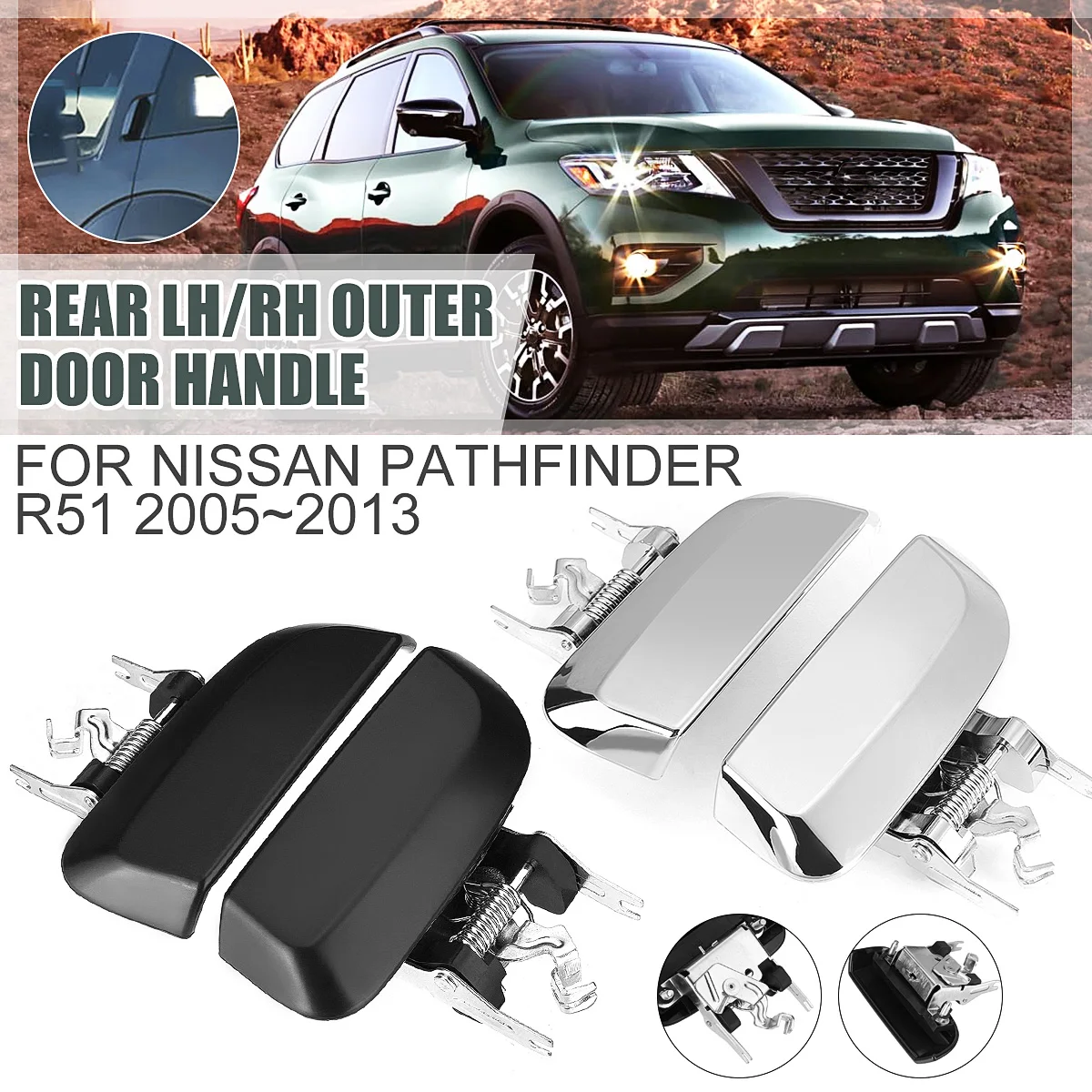 Black Rear Door Outer Handle Left / Right For Nissan Pathfinder R51
