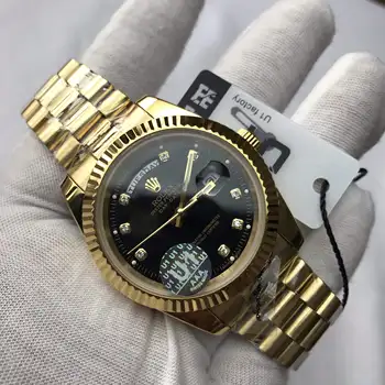 

U1 Luxury gold Watch Black dial Diamond 36mm AAA Men Luxury Watch Datejust President Automatic Mechanical Watches