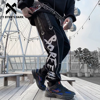 

11 BYBB'S DARK Hip Hop Panst Men Letter Printed Cargo Pants Men 2019 Autumn Sweatpants Joggers Harem Trousers Streetwear
