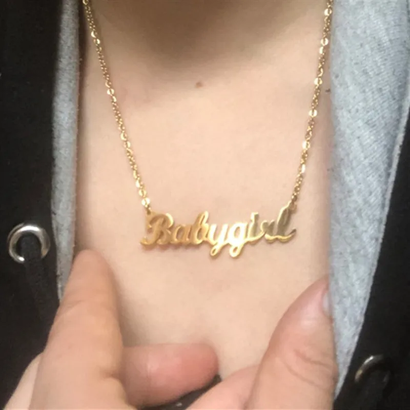 

Baby girl necklace personalized Babygirl necklace custom name letter pendant stainless steel birthday gift girlfriend jewelry