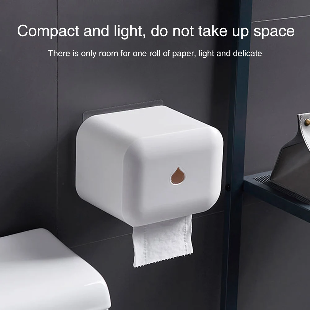 Диспенсер для салфеток в ванной, контейнер, держатель для бумаги в рулоне, водонепроницаемая полка для туалета, самоклеющаяся коробка для хранения с крышкой, настенный