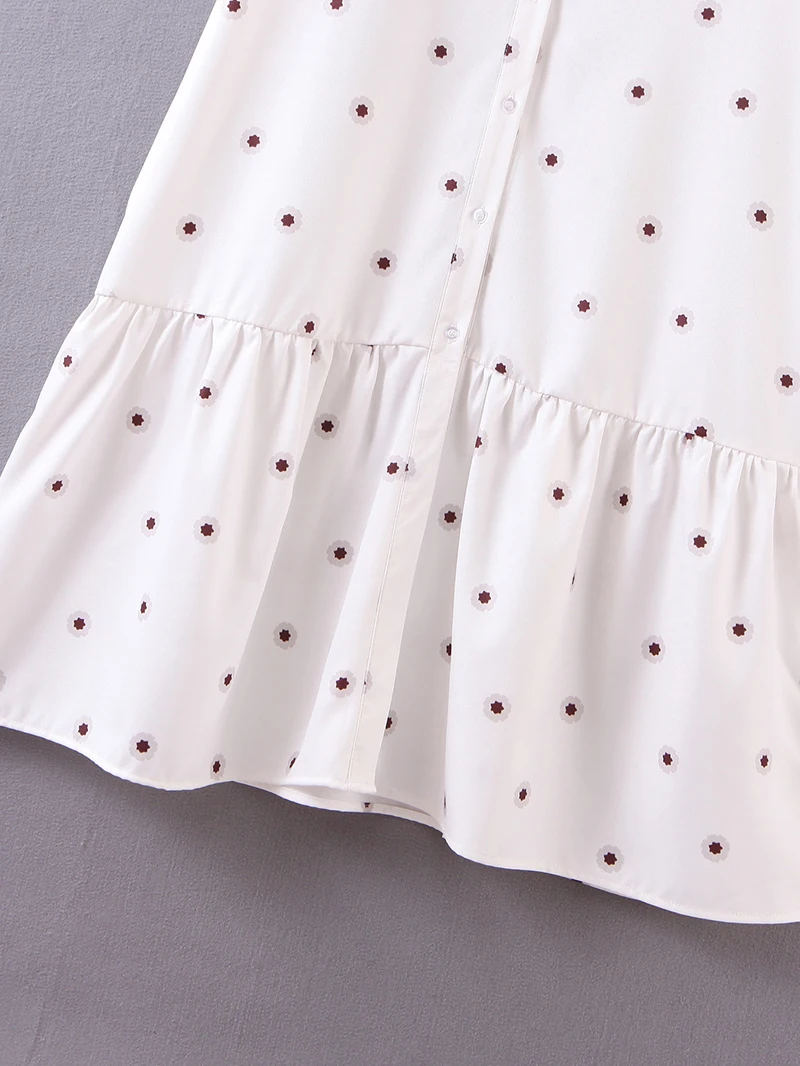 SheMujerSky Women White Shirt Midi Dress 2020 Spring Autumn Little Floral Print Dresses bodycon