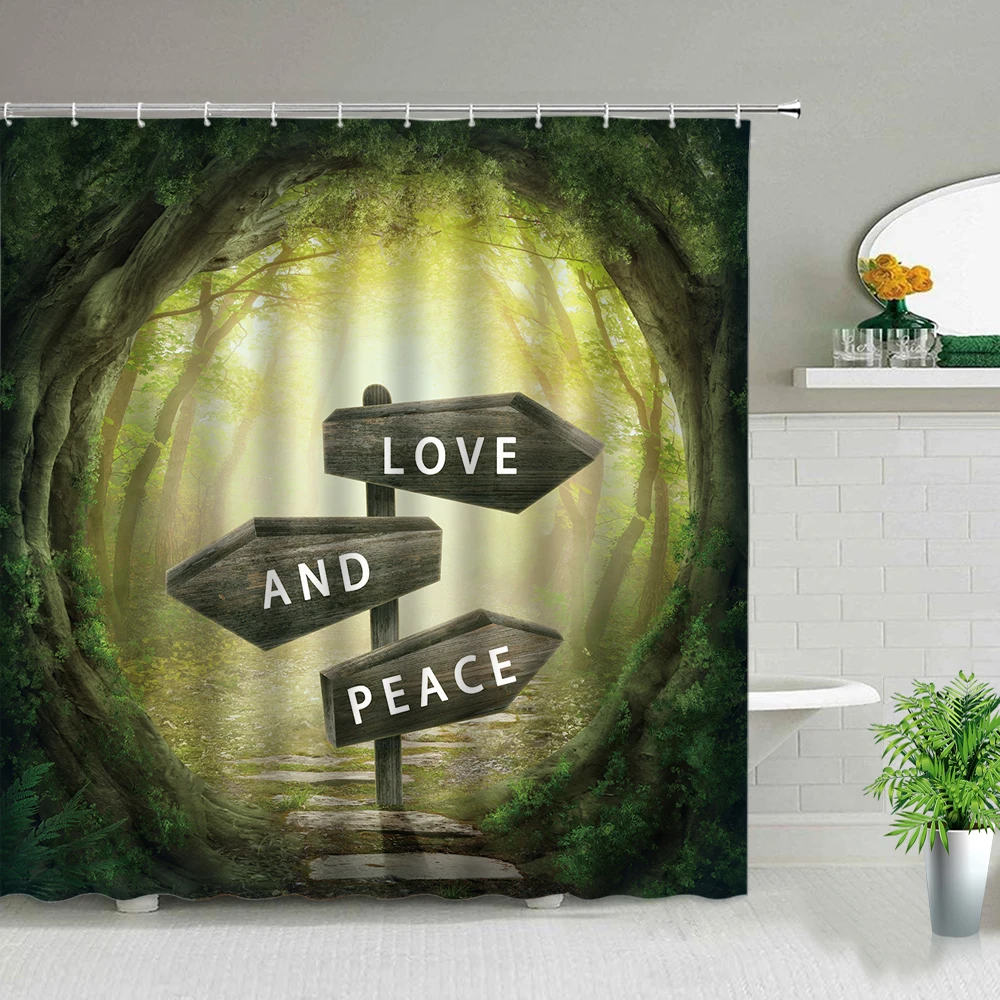 

Сказочная занавеска для душа «Лес мечты», волшебная книга, дерево, цветок, грибы, ландшафт, экран для ванной комнаты, декор для ванной, висячая занавеска s