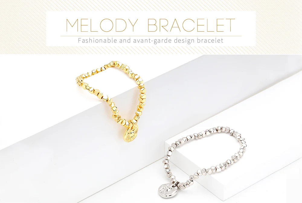 Crushed Golden Block Bracelet Femme Gold Color