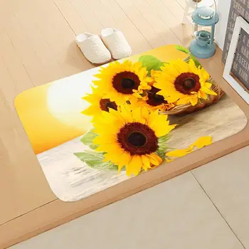 

Door Mat Bedroom Kitchen Entrance Sunflower Printed Floor Mat Rectangle Non Slip Kitchen Carpet Dirt Trapper Floor Rug D20