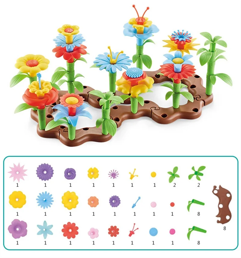 DIY Dream Garden Series Girls Flower Interconnecting Blocks Toys Educational Assembly Blocks Christmas birthday gifts