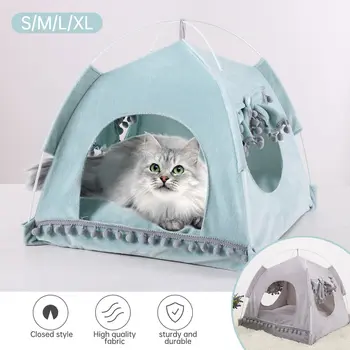 

S-XL Cat Tent Pet Cat Summer Nest Tent -soft Fabric Pet Sleeping Bed For Cat Soft Puppy Cushion Pads Pet Kennel House