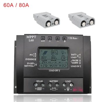

LCD 60/80A MPPT Solar 3 Timer Regulator Charge Controller + 2X Plug Connector