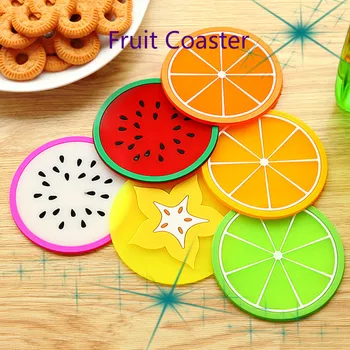 

Creative Fruit Coaster Colorful Silicone Cup Drinks Holder Mat Tableware Placemat Anti-scalding coasters Dining Table Kitchen
