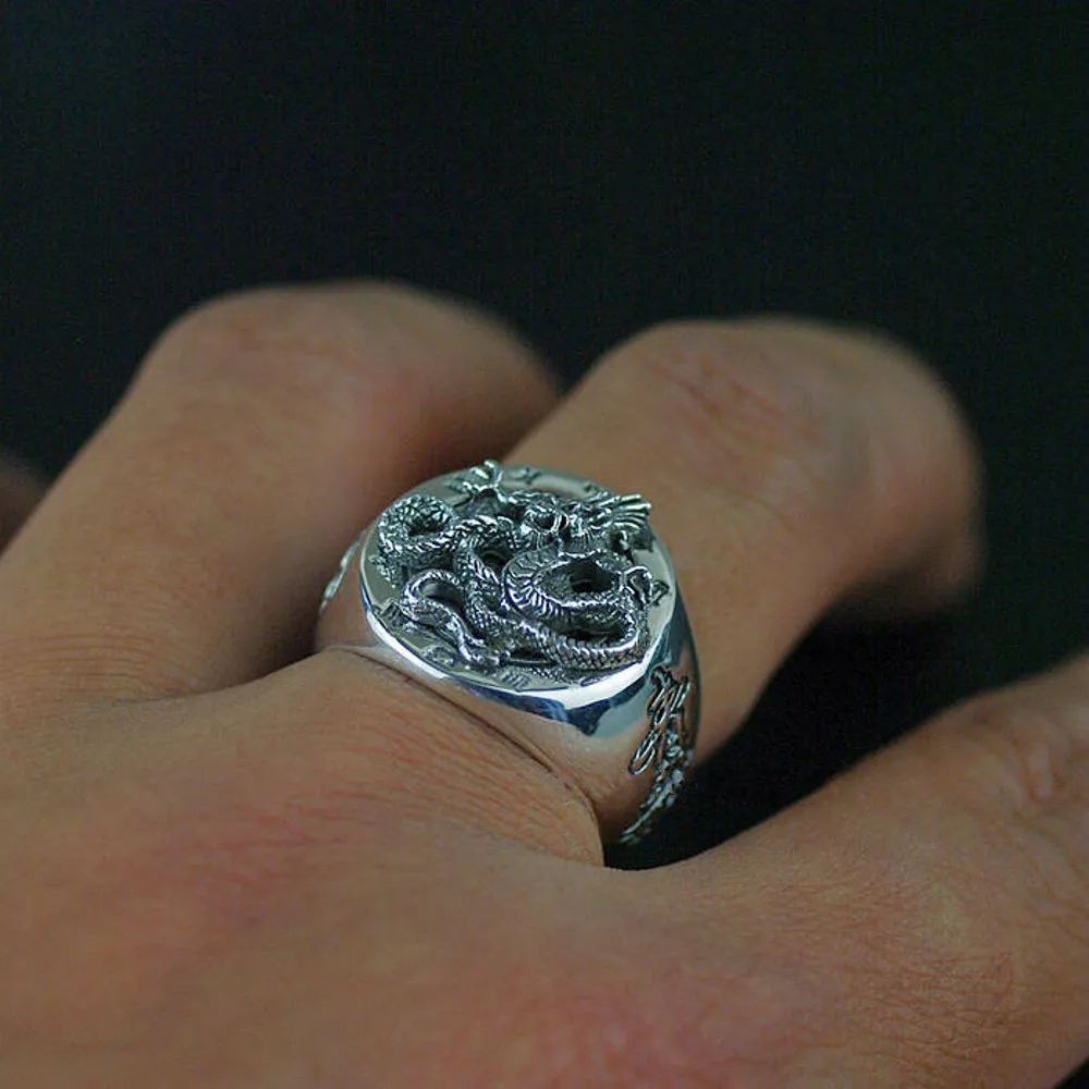 925 Silver Ring Dragon S925 Silver Dragon Ring Bocai Silver