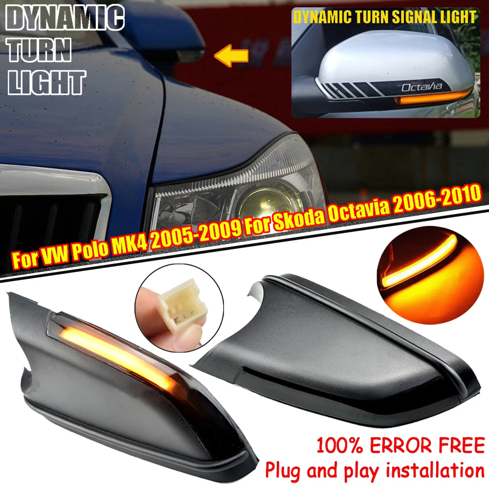 For Vw Volkswagen Polo Mk4 9n3 Fl Vento Skoda Octavia Led Side Wing