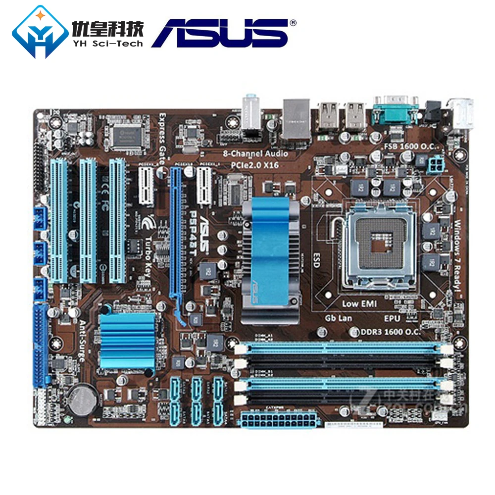 Материнская плата Asus P5P43T Intel P43 оригинальная б/у материнская LGA 775 Core 2 Quad/Core Duo DDR3 16