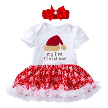 

New Pattern Dress First Christmas Baby Clothing Girls Snowflake Suit 2019 New Year Party Dresses Infant Clothes 2pcs Set