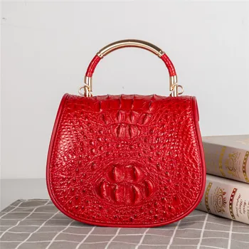 

Authentic Crocodile Skin Lady Mini Saddle Purse Genuine Alligator Leather Female Small Handbag Women's Single Cross Shoulder Bag