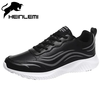 

HEINLEMI Leather Sneaker For Men Casual Shoes Spring Breathable Outdoor Walking Shoes Light Weight Rubber Sole Footwear Zapatos