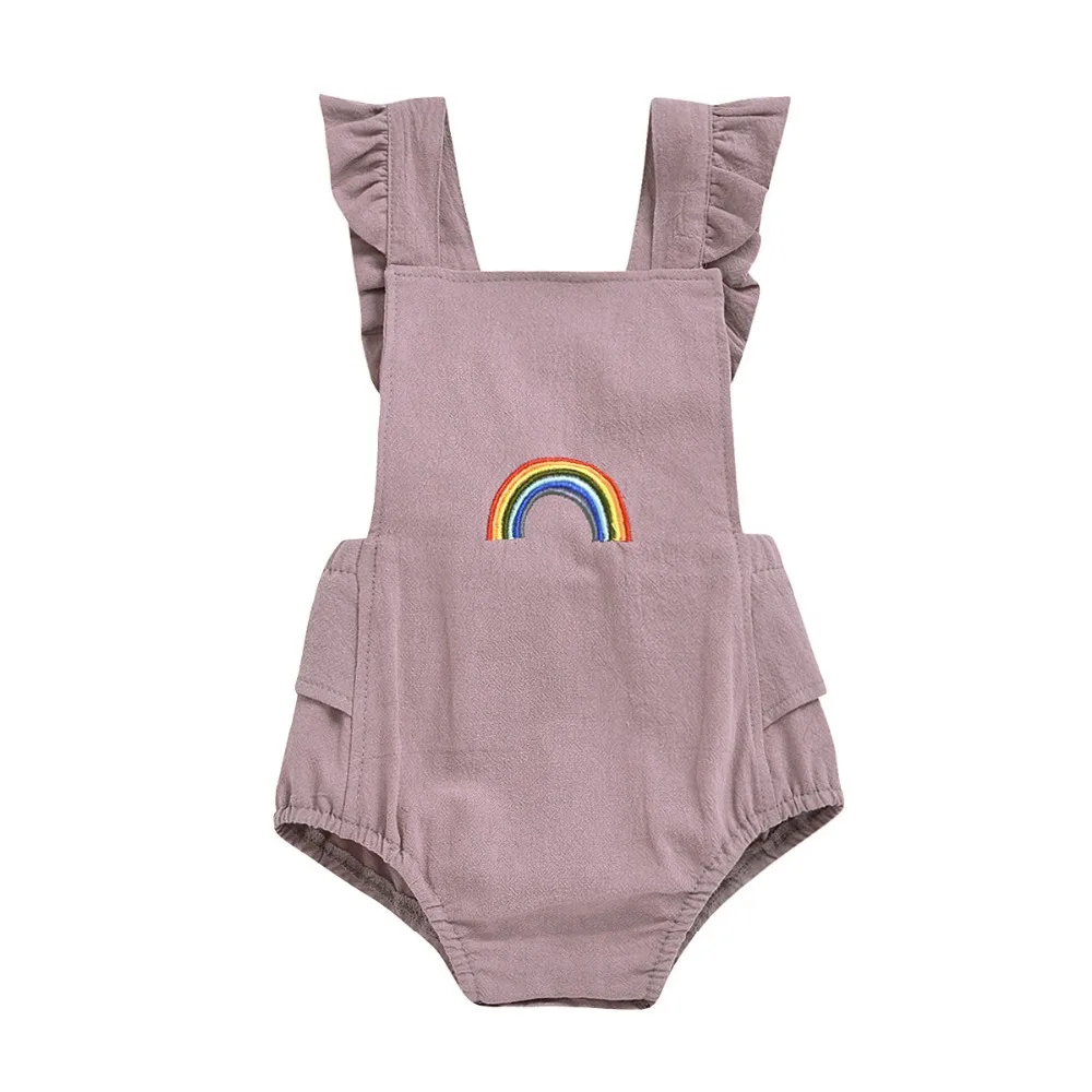 Одежда для новорожденных девочек; с оборками Радуга комбинезон Детские комбинезоны Костюмы