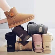 Зимние сапоги из натуральной воловьей кожи и нубука женские полусапожки зимние Бархатные ботильоны с толстым мехом Женская хлопковая обувь