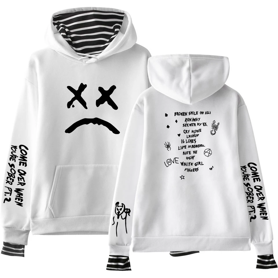  Sexy Cool Kpop Sweatshirts Lil Peep Print Fake Two Pieces Hoodies Autumn Men/Women Sweatshirts Oode