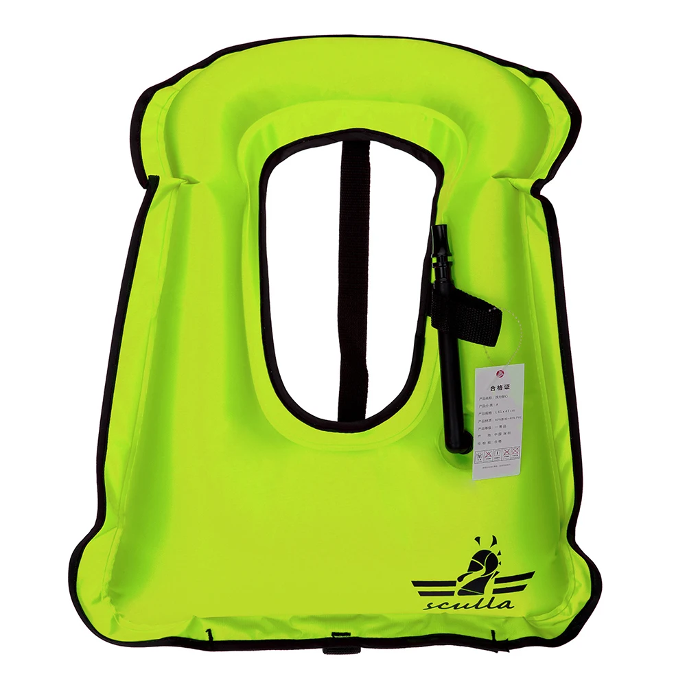 Регулируемый ремень плавучести ТПУ безопасный портативный жилет для подводного плавания спасательный жилет для плавания с пряжкой для взрослых легкий Плавающий надувной - Цвет: Зеленый