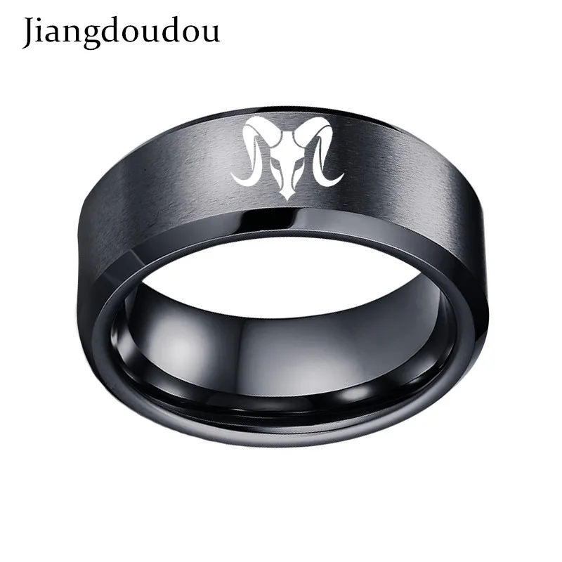 

Customized 12 Constellations LOGO 8mm Titanium Rings Aries Anti-allergy Military Rings Personalize Rings for Men Wedding Band