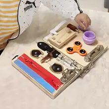 Accessoires de planche de bord Montessori pour enfants, jouets pliables en bois, pièces de planche d'activités d'éducation précoce pour l'apprentissage des compétences de base
