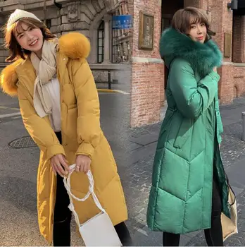 

Fashion Oversized Coats Winter Thick Jacket Parkas Women Hooded Fur Collar Down Cotton Coat Long Jacket Jaqueta Feminina Inverno