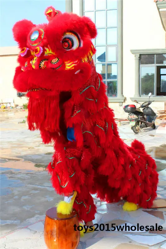 Китайское народное искусство Лев танец брюки взрослых Размер костюм шерсть Южная костюмы со львами Платье Брюки меховая отделка слоистые красивые