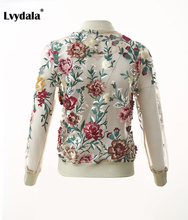 Lvydala, Высококачественная модная дизайнерская куртка, осенняя Женская куртка с вышивкой из сетки, Аппликация из бисера, куртка
