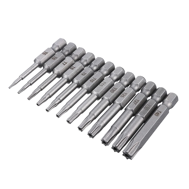12 шт. 1/4 "Шестигранным хвостовиком Torx Электрический отвертки, биты T5-T40 Магнитная отвертка инструменты для электродрели
