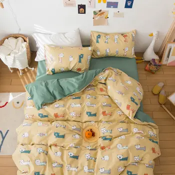 

Svetanya Cotton Bedding Set Print Bed Linen (flat Sheet Pillowcase Quilt Cover) Single Double Size