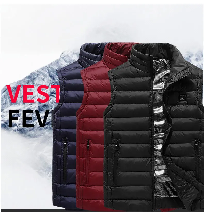 Electric down Feather Cotton Vest Men Autumn And Winter Heating Warm Vest Fever Smart