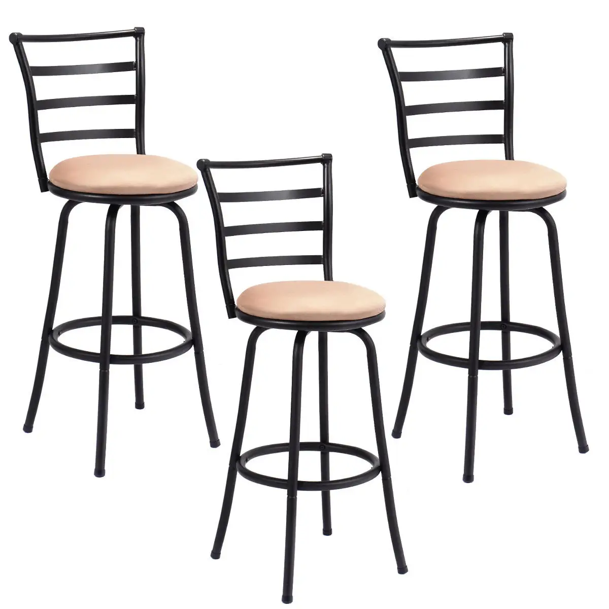 

Costway Set of 3 Swivel Bar Stools Steel Frame Counter Height Modern Barstool Pub Chairs