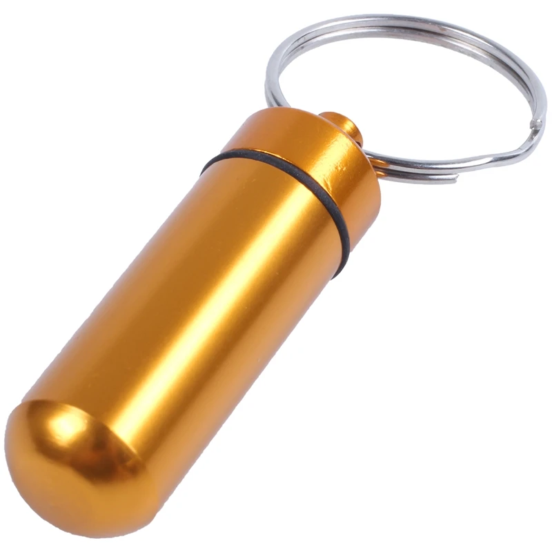 

Water Resistant Gold Tone Aluminum Pill Box Cache Container Bottle