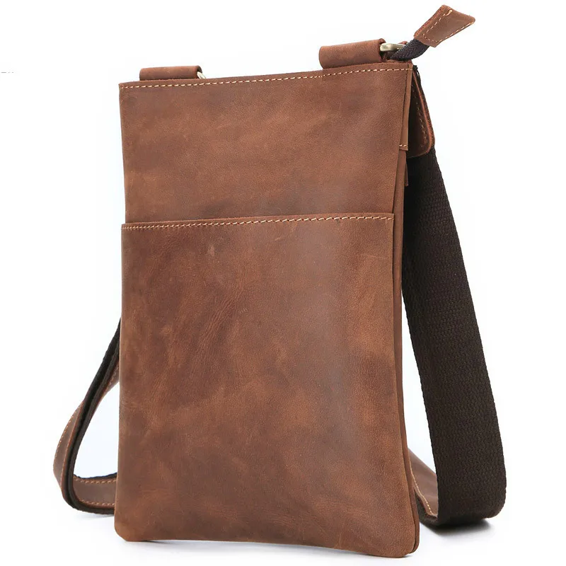 

Outdoor leisure men's leather multi-function mobile phone one-shoulder messenger bag Korean version single purse