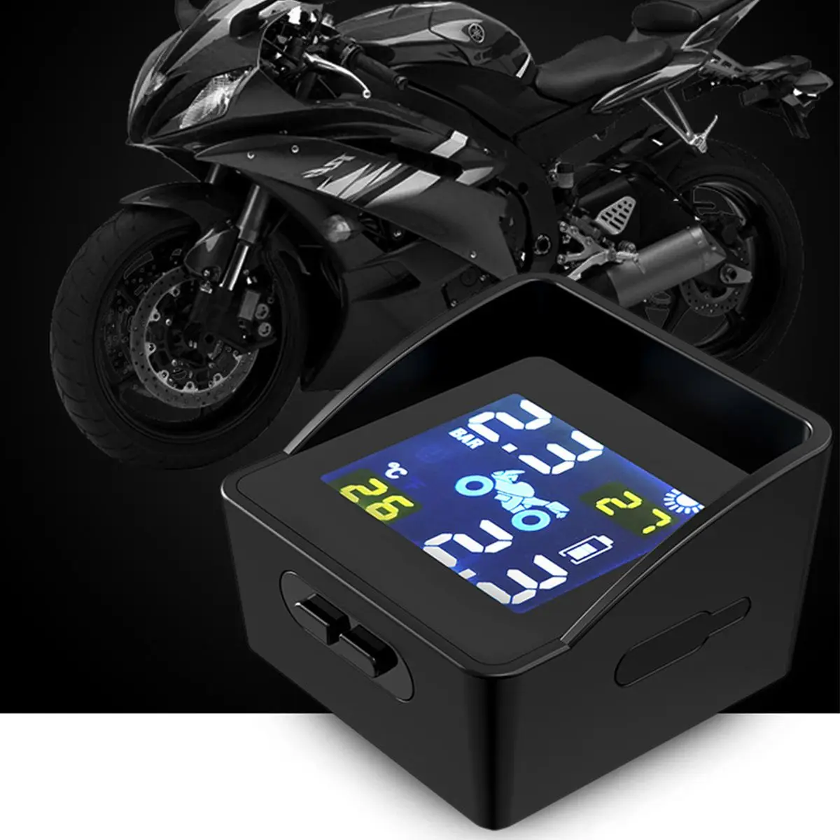 1100 мАч TPMS мотоциклетная система контроля давления в шинах в реальном времени, беспроводной ЖК-дисплей, внешний датчик, солнечная зарядка через USB