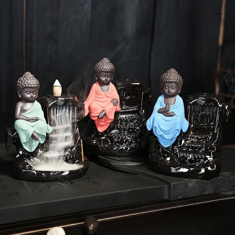 Маленький Будда керамический положить обратно часы горы натуральная линия ароматические благовония горелки Прямая с фабрики