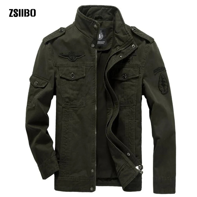 

Plus Size Military Jacket Men Autumn Cotton Army Solid Mens Jackets and Coats Fashion Armband Bomber Jacket Male M-6XL WGJK05