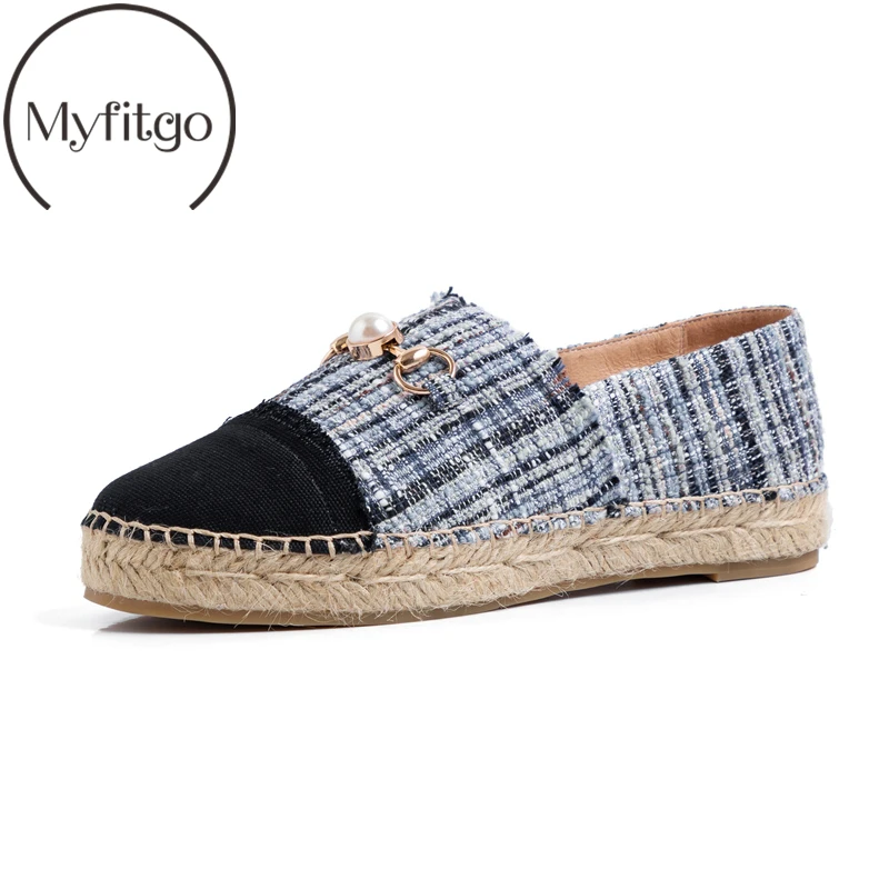 

Myfitgo Women 2019 Spring Platform Loafers Women's Canvas Flat Fisherman Shoes Women Spring Espadrilles Lady Loafers Women Shoes