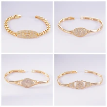 Панк Хип-хоп золотой цвет звенья цепи браслеты для женщин мужчин CZ кубический цирконий Теннисный браслет Дубай ювелирные изделия подарок дропшиппинг