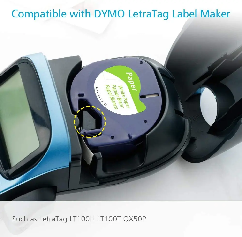 Fita da Etiqueta de Unistar Compatível para a Fita de Dymo 91339 para o Fabricante da Etiqueta de Letratag Recargas Lt-100t Qx50 91330 91338cb Lt-100h - Imagem 2