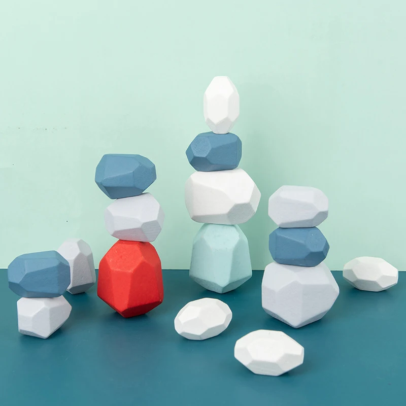 Детские деревянные цветные камни jinga строительные блоки развивающая игрушка
