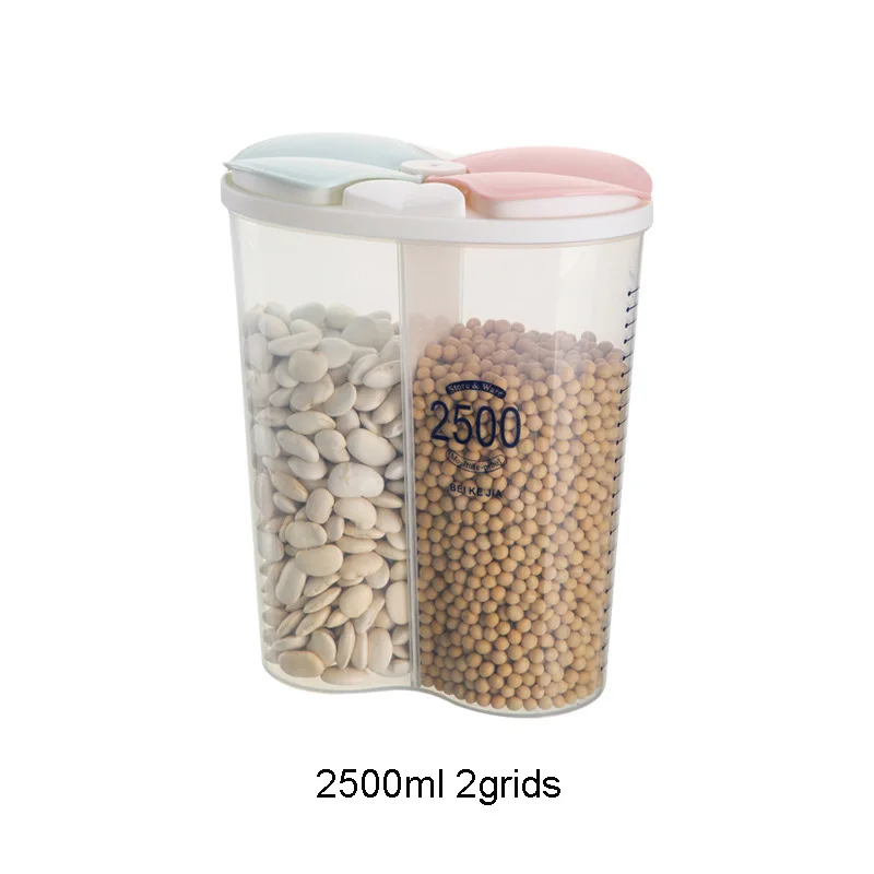 2500ml Герметичный ящик для хранения свежего зерна емкость для хранения пищи бытовые кухонные контейнеры для продуктов для сухих злаков измерительные чашки кухонный инструмент - Цвет: 2500ml