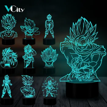 

VCity 3D Nightlight Dragon Ball Series Goku Cartoon Figure Touch Remote USB Lamp Atmosphere Lighting Home Shop Desk Modern Decor