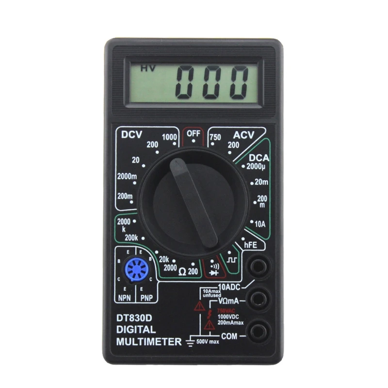 Mini Digital LCD Multimeter With Buzzer Voltage Ampere Meter Test Probe DC AC