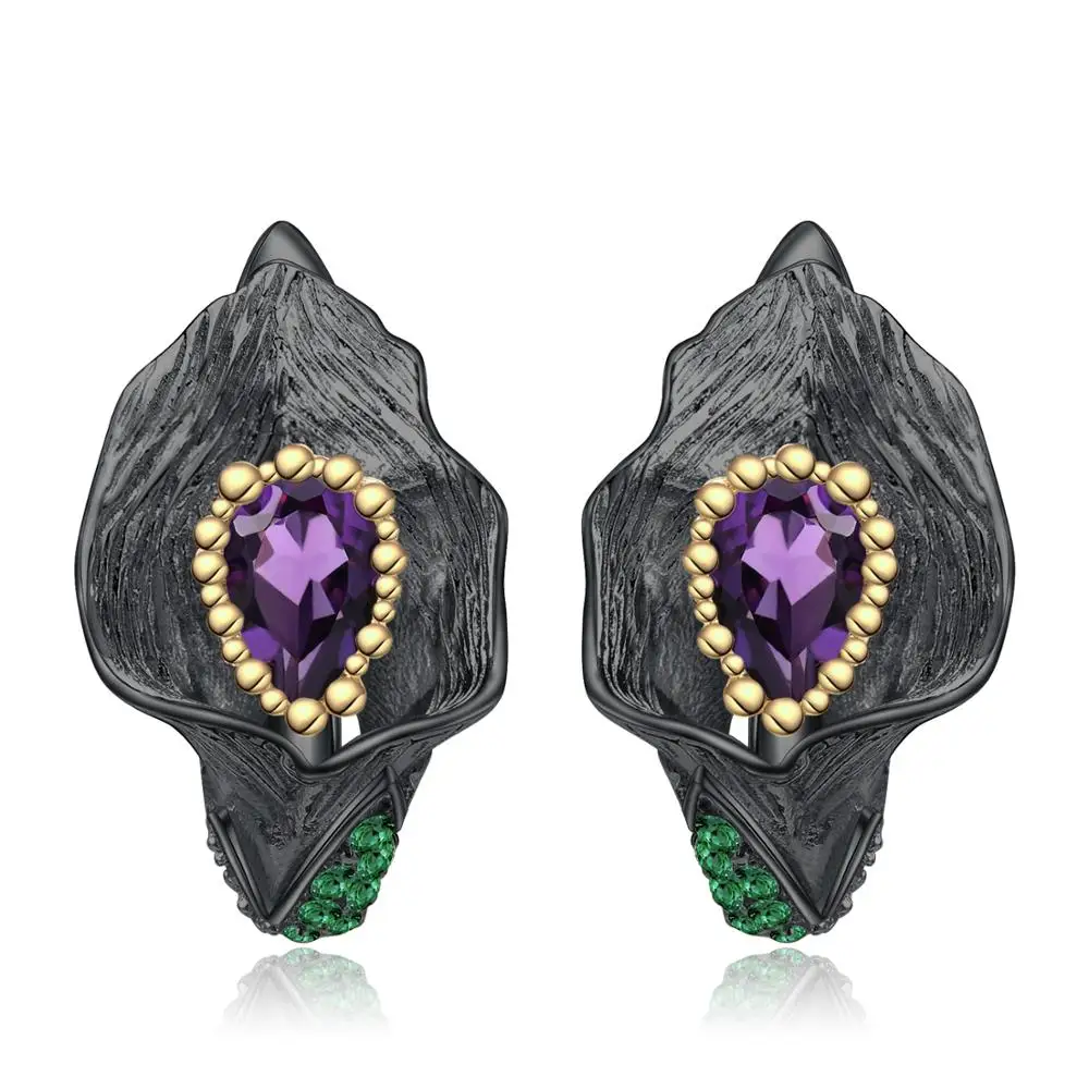 GEM'S BALLET 1.68Ct натуральный аметист Калла серьги в виде лилии 925 пробы серебряные Винтажные серьги-гвоздики ручной работы для женщин Brincos